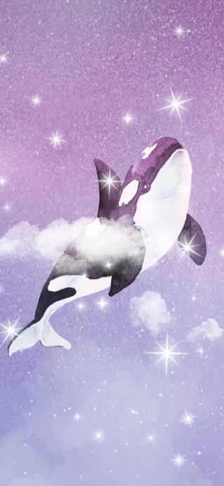 Lila Orca Aquarell - 4K Hintergrundbild