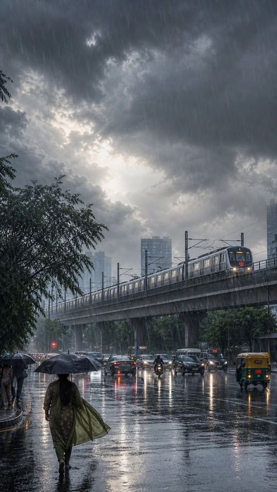 कल क म सम: Monsoon City & Metro Train - 4K Wallpaper