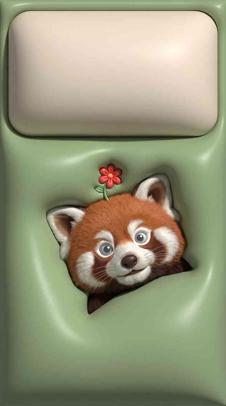 Red Panda 3D Puffy Design - 4K Wallpaper