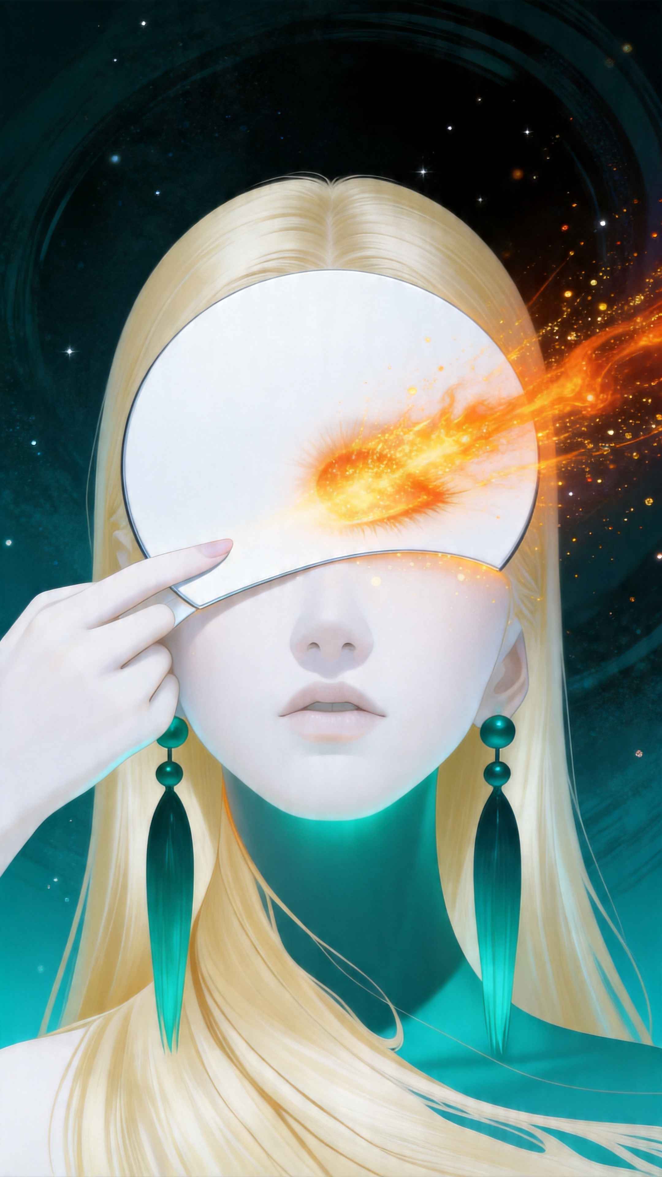 Masked Fire Eye Goddess - 4K Phone Background