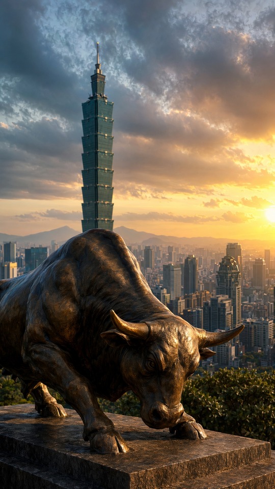 Taiwan Stock Market Bull & Taipei 101 - 4K Wallpapers