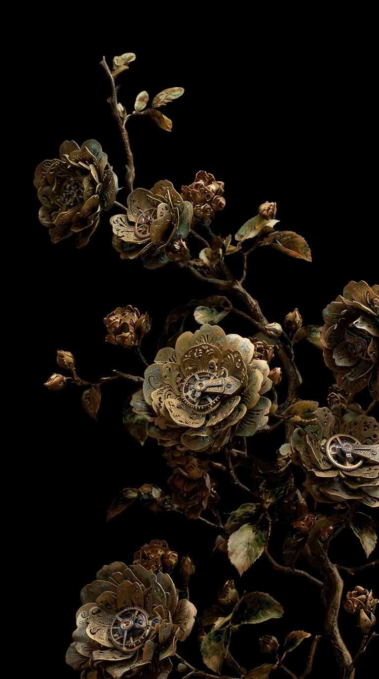 Steampunk Mechanische Blumen - 4K Hintergrundbild