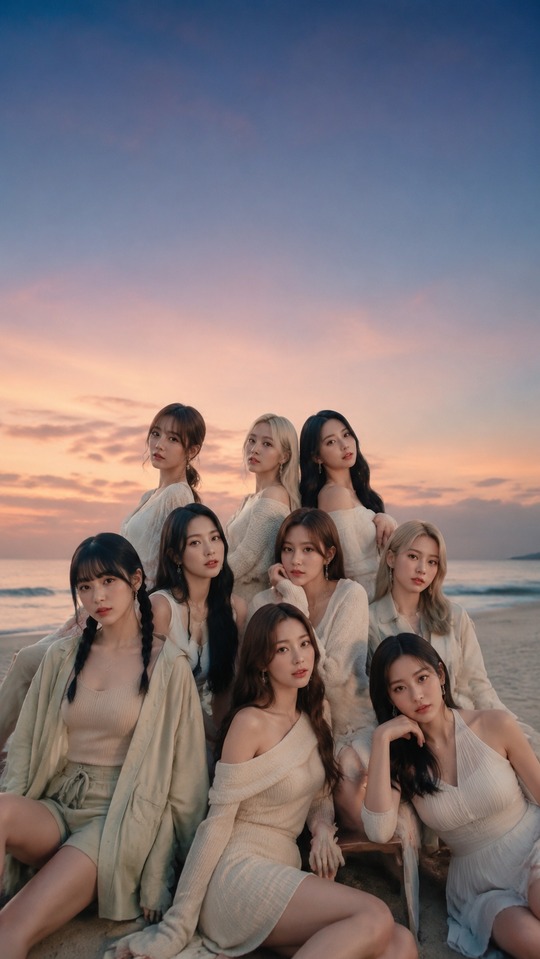 Twice Group Cinematic Beach Portrait - 4K Wallpapers