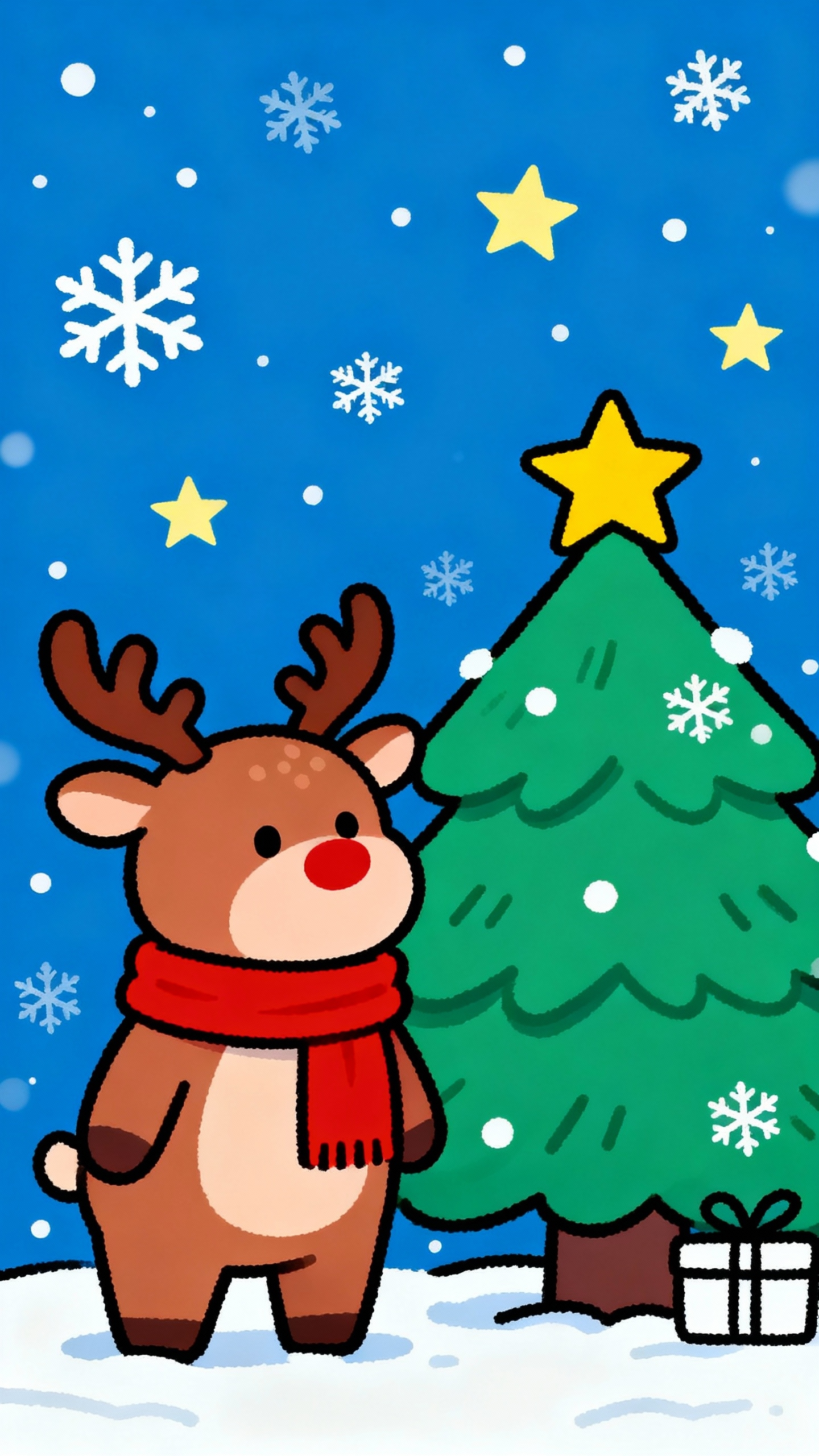 Weihnachtsrentier & Baum - 4K Hintergrundbild