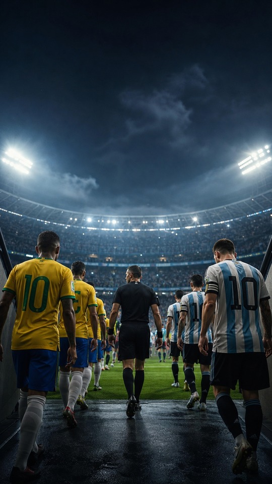World Cup Schedule Brazil vs Argentina - 4K Phone Background