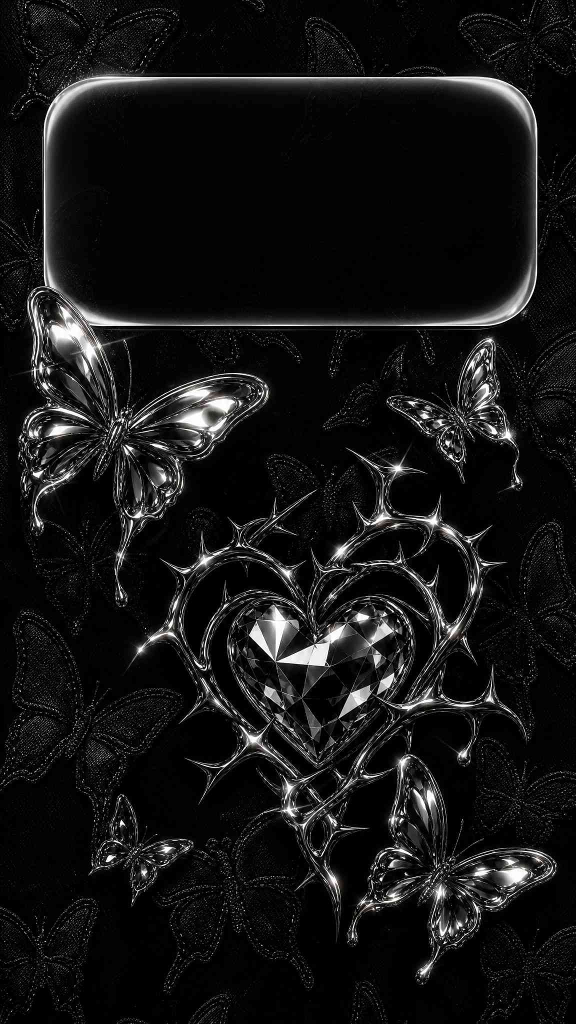 Chrome Butterfly & Diamond Heart - 4K Lock Screen