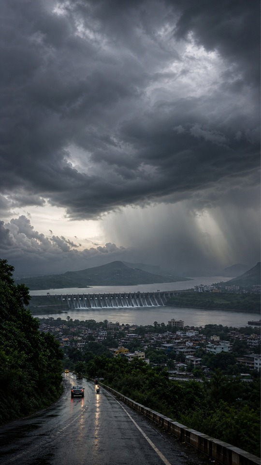 Nashik Heavy Rain at Gangapur Dam - 4K Background