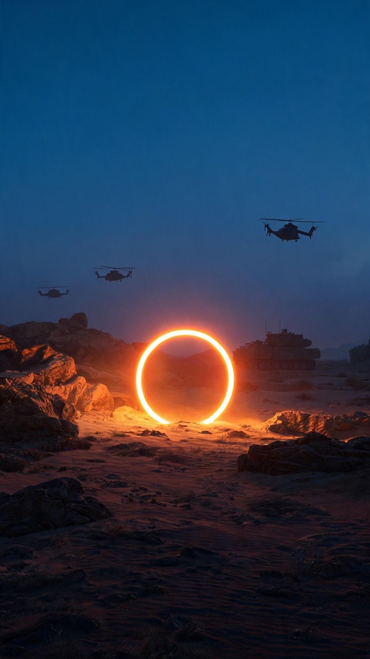 Portail Orange Military Scene - 4K Background