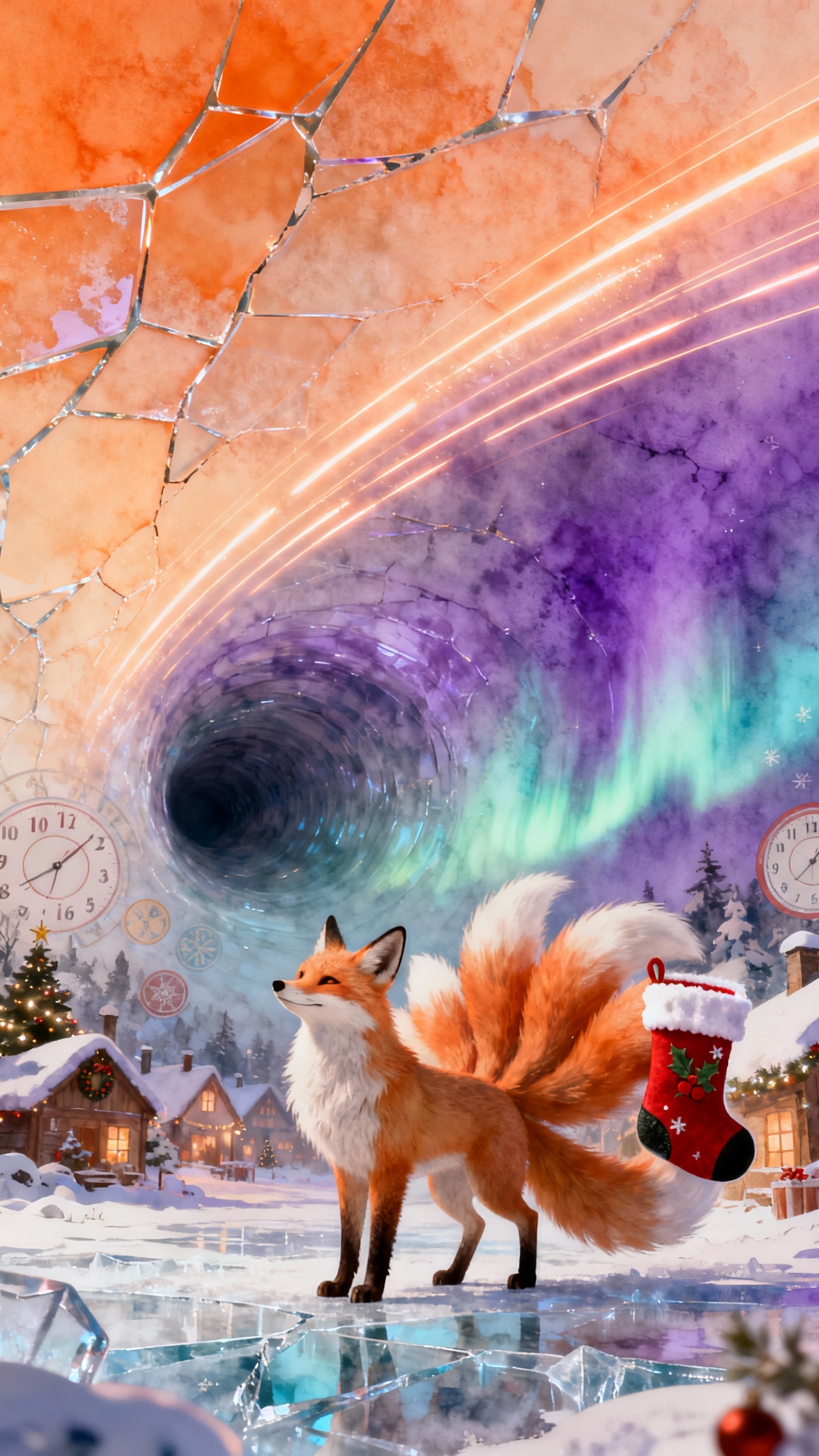 Renard à Neuf Queues de Noël - Fond d'Écran 4K