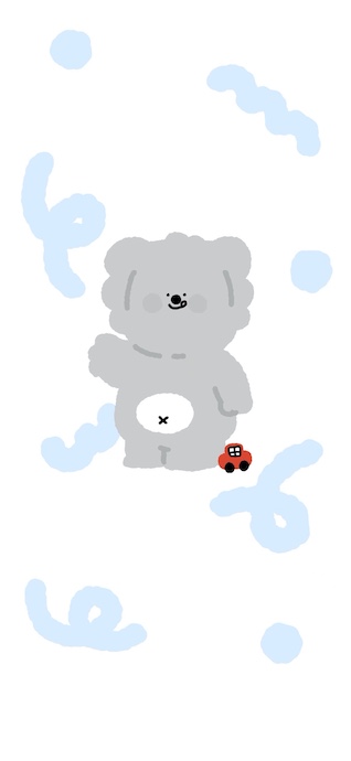 Süßer Grauer Bär Doodle - 4K Handy Wallpaper