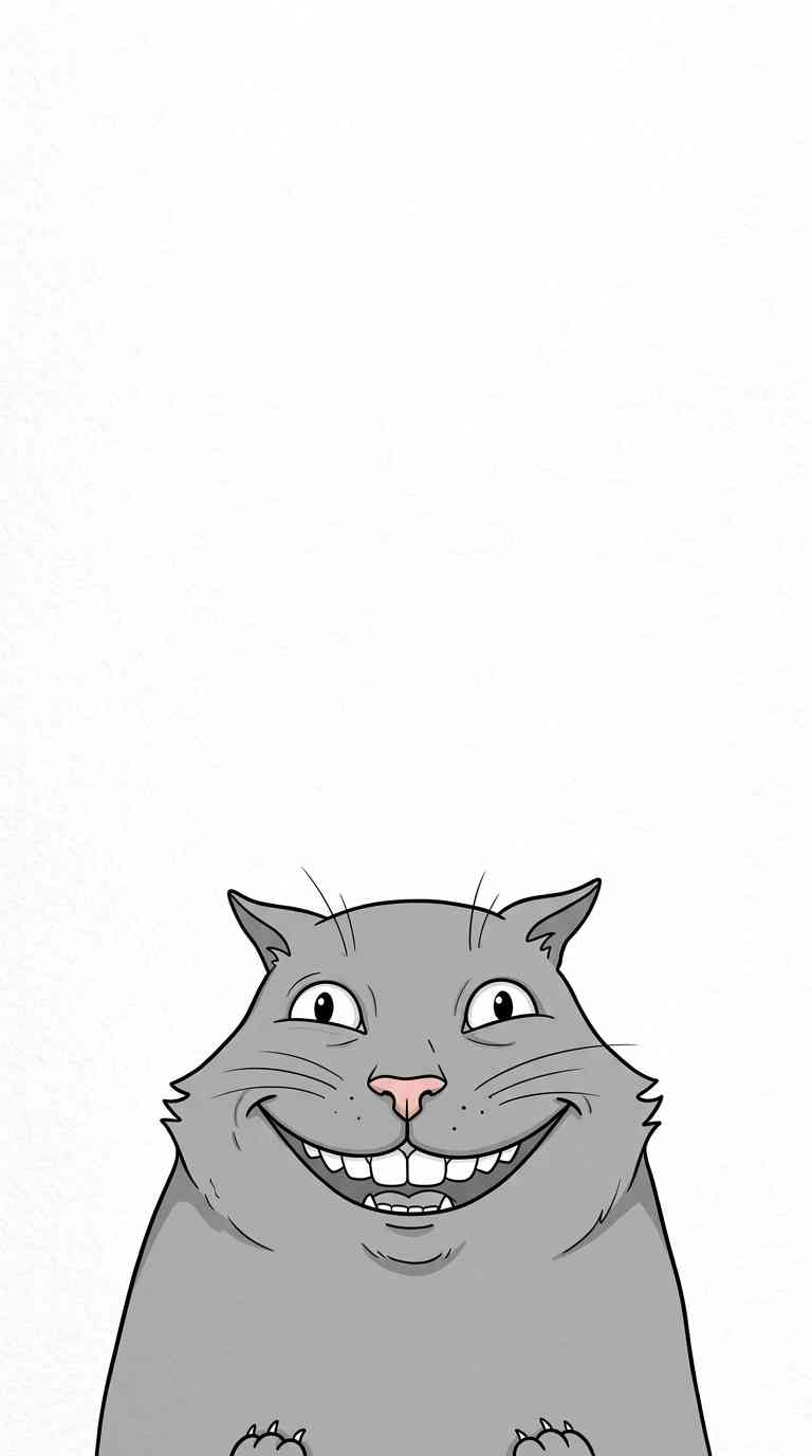 Grinsende Katze Minimalistisch - 4K Wallpaper