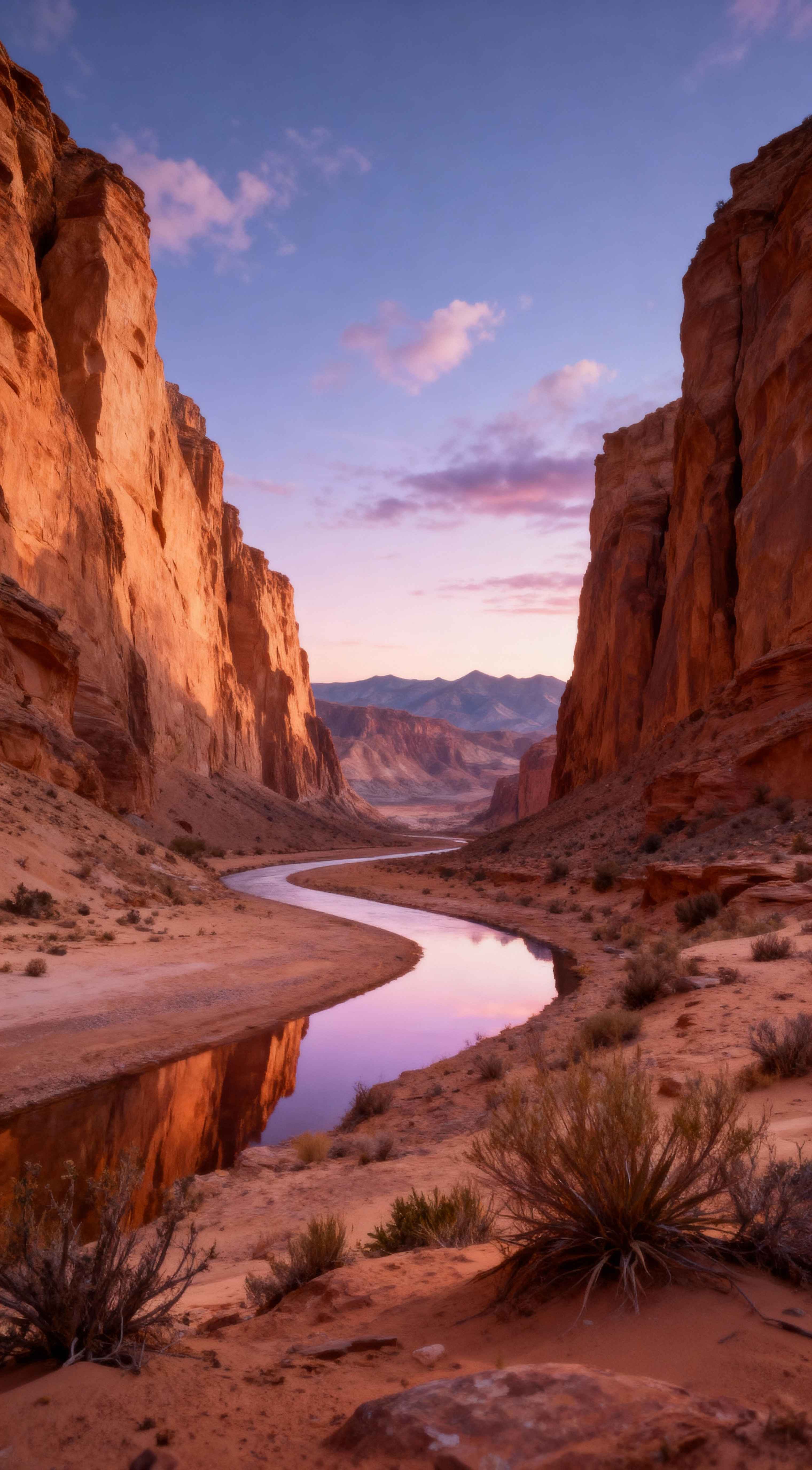 Cañón del Desierto y Río - Fondos 4K