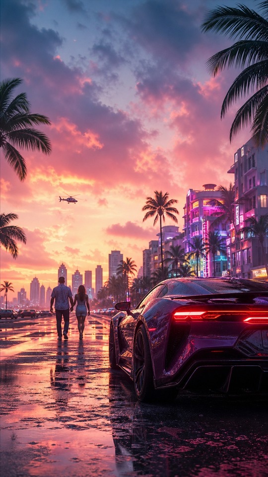 Grand Theft Auto VI Inspired Cinematic Scene - 4K Background