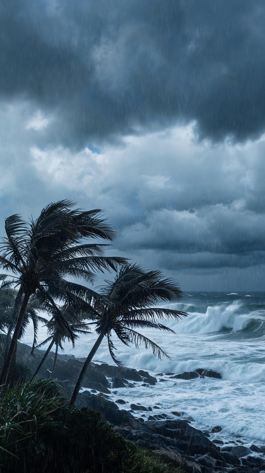 Okinawa Storm Warning Typhoon Landscape - 4K Background