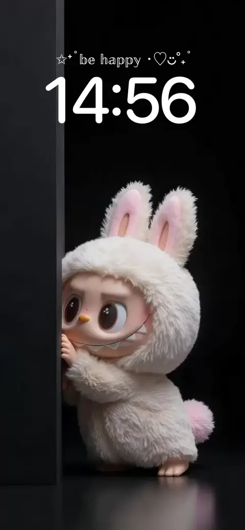Fluffy Rabbit Monster Peeking - 4K Phone Background