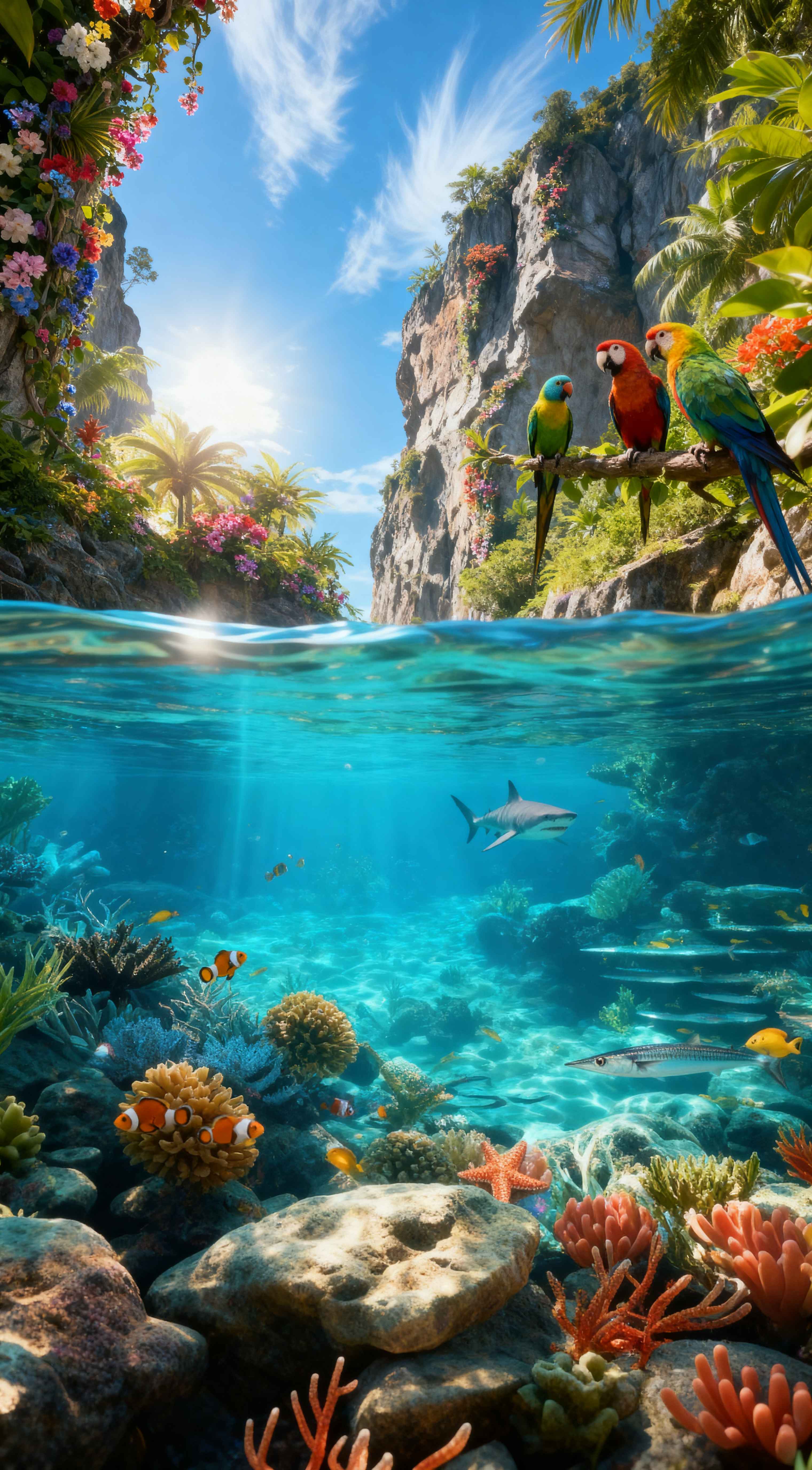Tropical Island & Underwater Paradise - 4K Wallpaper