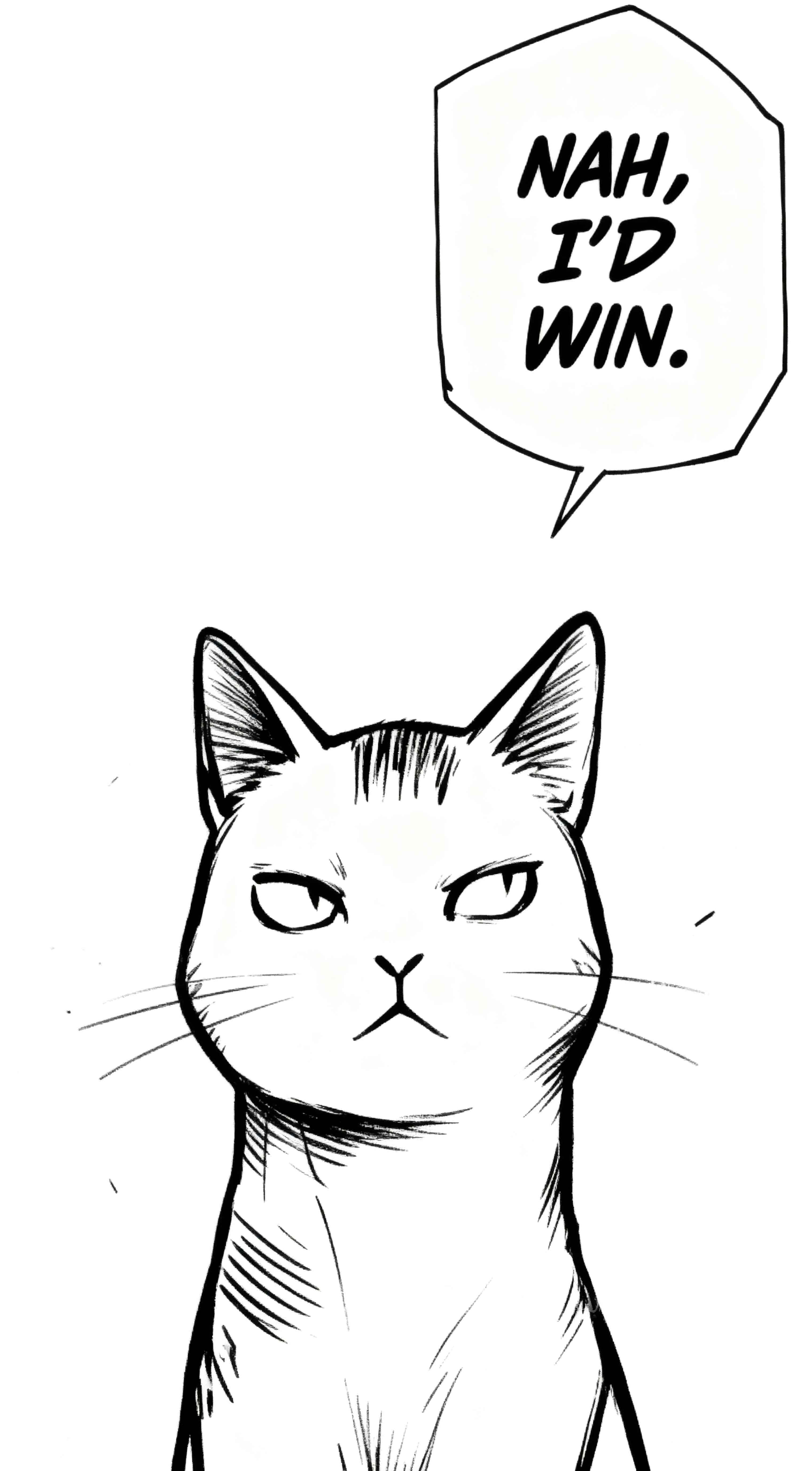 Nah I'd Win Katze Manga - 4K Hintergrundbild