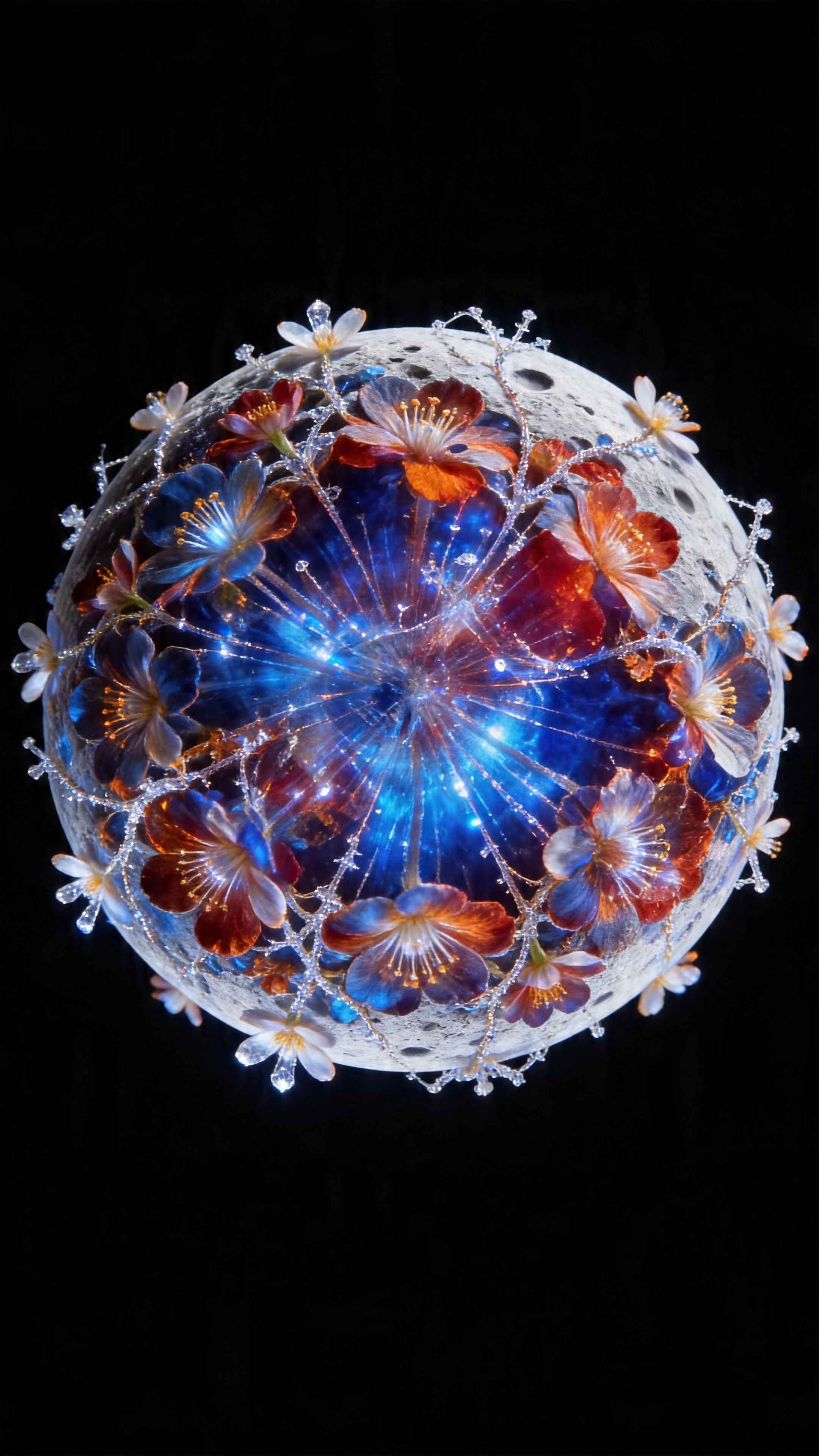 Crystal Lunar Blossom - 4K Aesthetic Wallpaper
