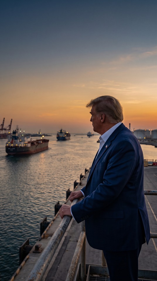 Donald Trump Shipping Port View - 4K Lock Screen
