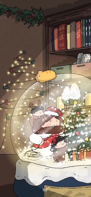 Jésus Boule de Neige de Noël - Arrière-plans 4K