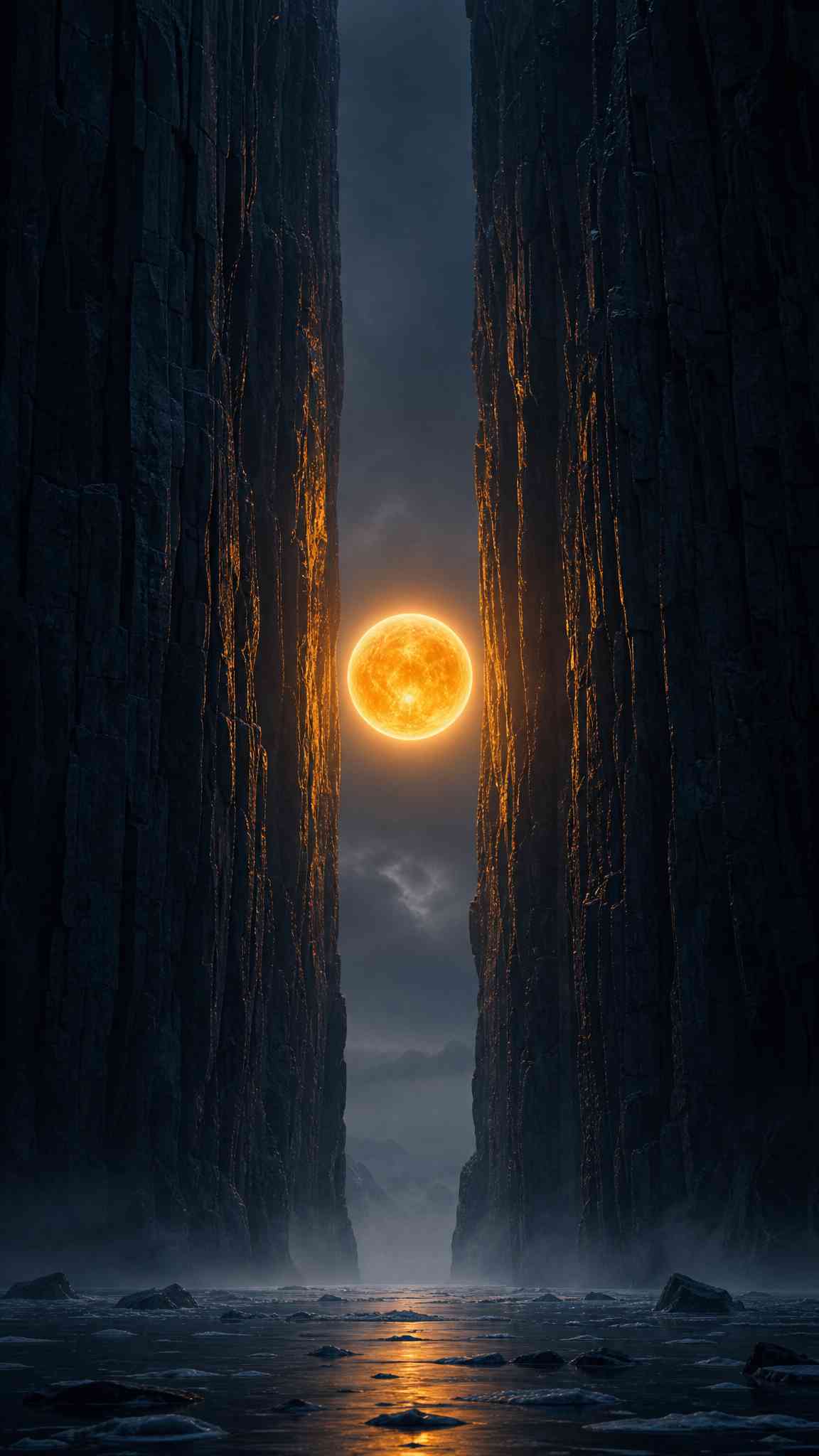 Glowing Moon Canyon Landscape - 4K Wallpaper