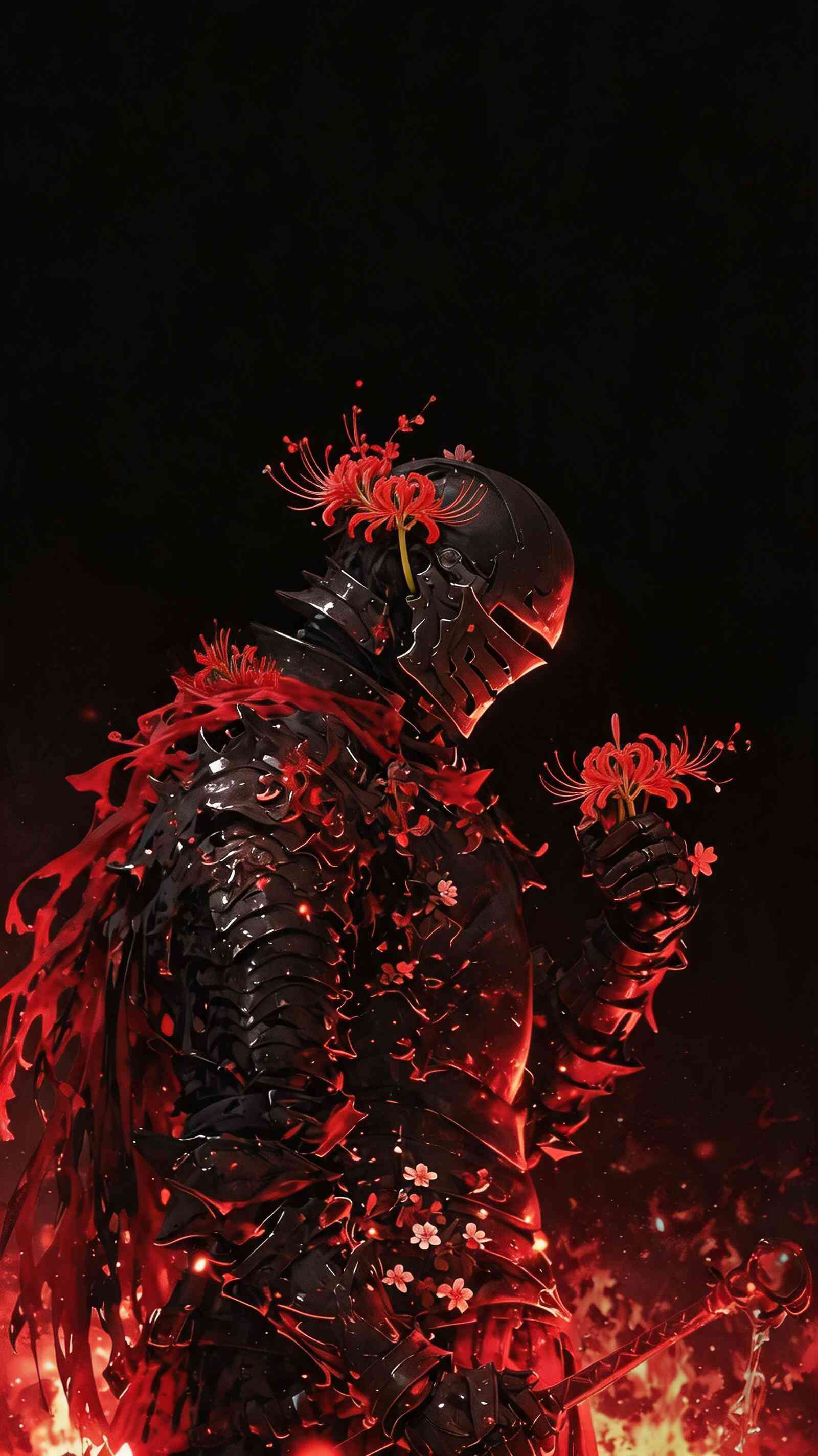 Dark Knight with Red Spider Lily - 4K Backgrounds