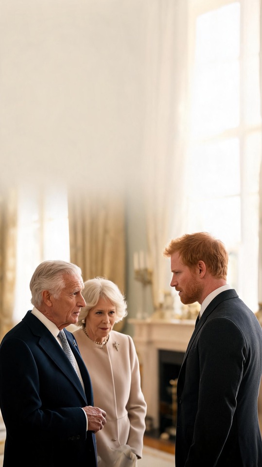 King Charles Prince Harry Meeting - Cinematic 4K Wallpaper
