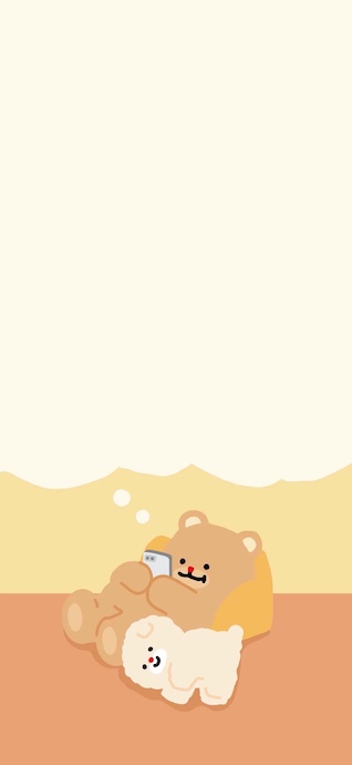 ゆるいクマと犬のイラスト - 4K 高画質壁紙