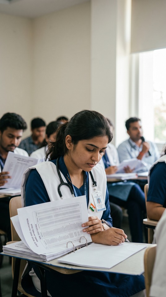 NMC MBBS Seat Matrix 2026 - Realistic Medical Student 4K Wallpaper