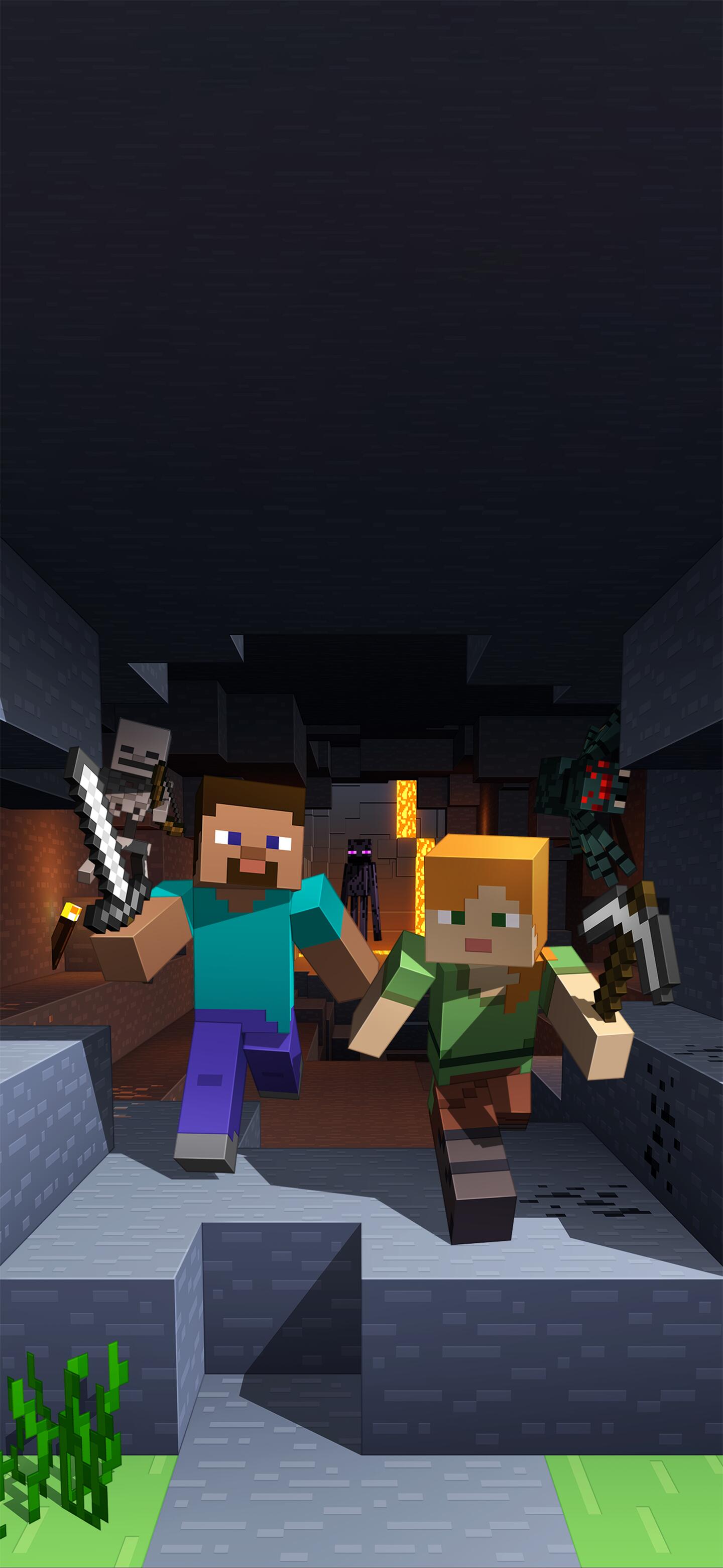 Minecraft Steve & Alex Aventure Grotte - Fond d'écran 4K