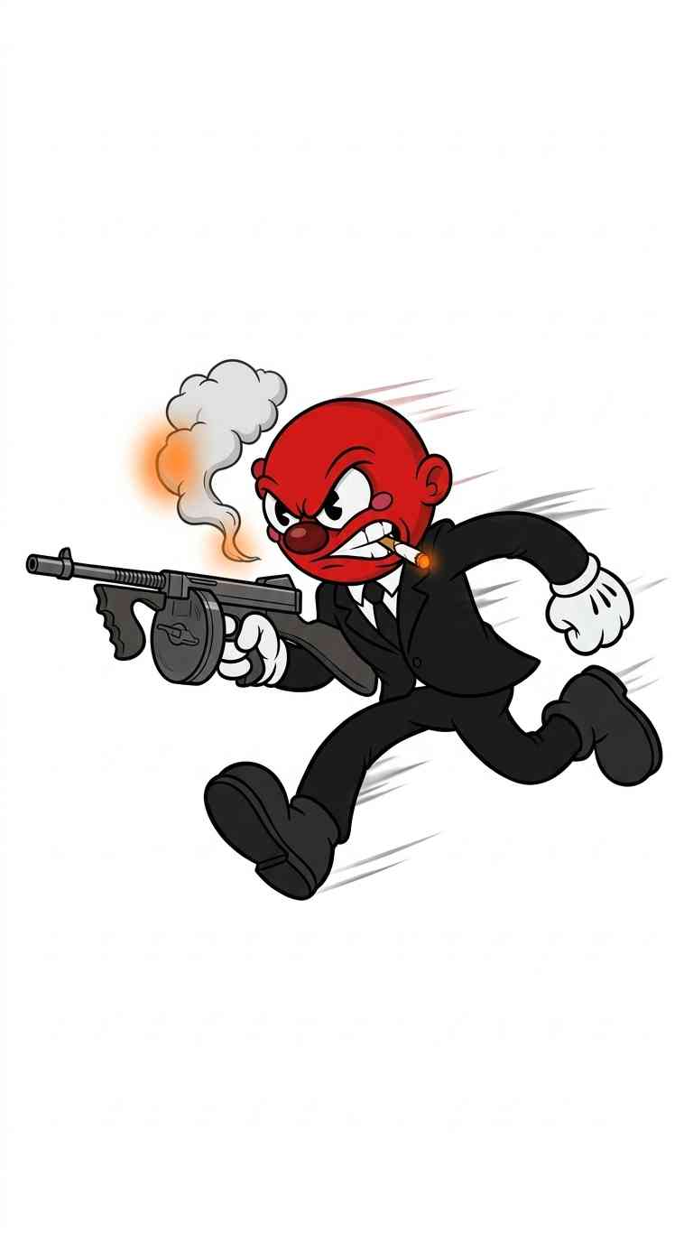 Roter Cartoon Gangster - 4K Handy Wallpaper