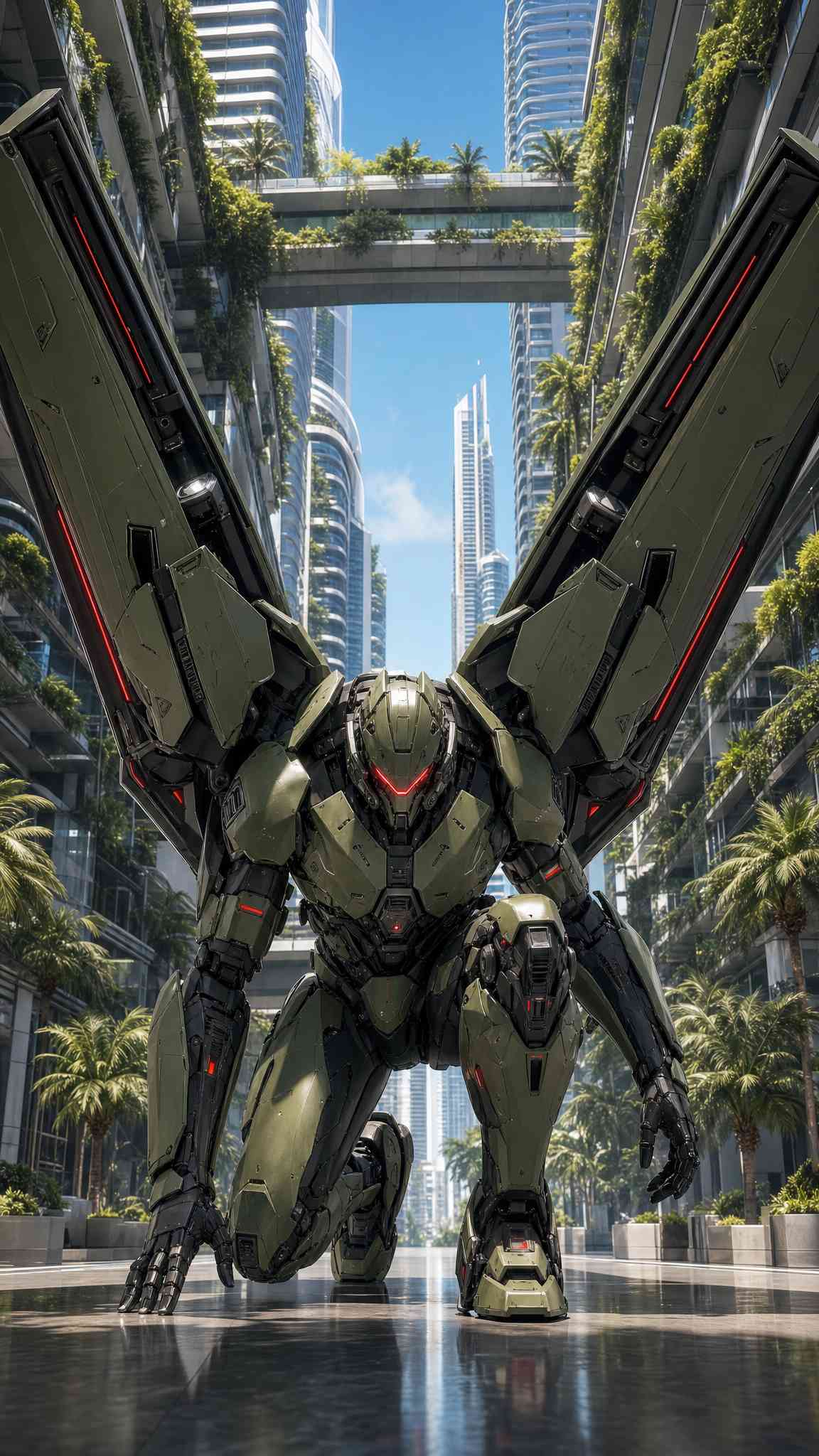 Futuristic Mecha Robot - 4K Phone Wallpaper