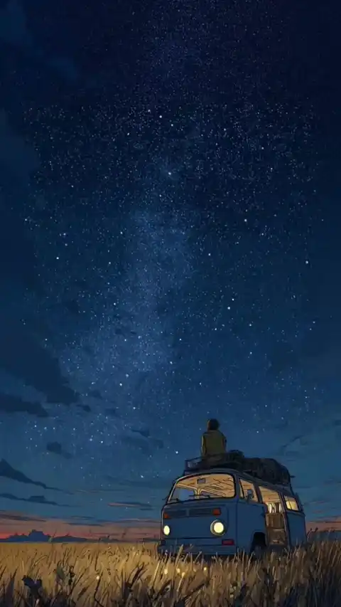 星空 キャンプ アニメ風 - 動く壁紙