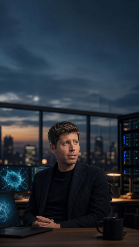 Sam Altman Cinematic AI Visionary - 4K Wallpaper