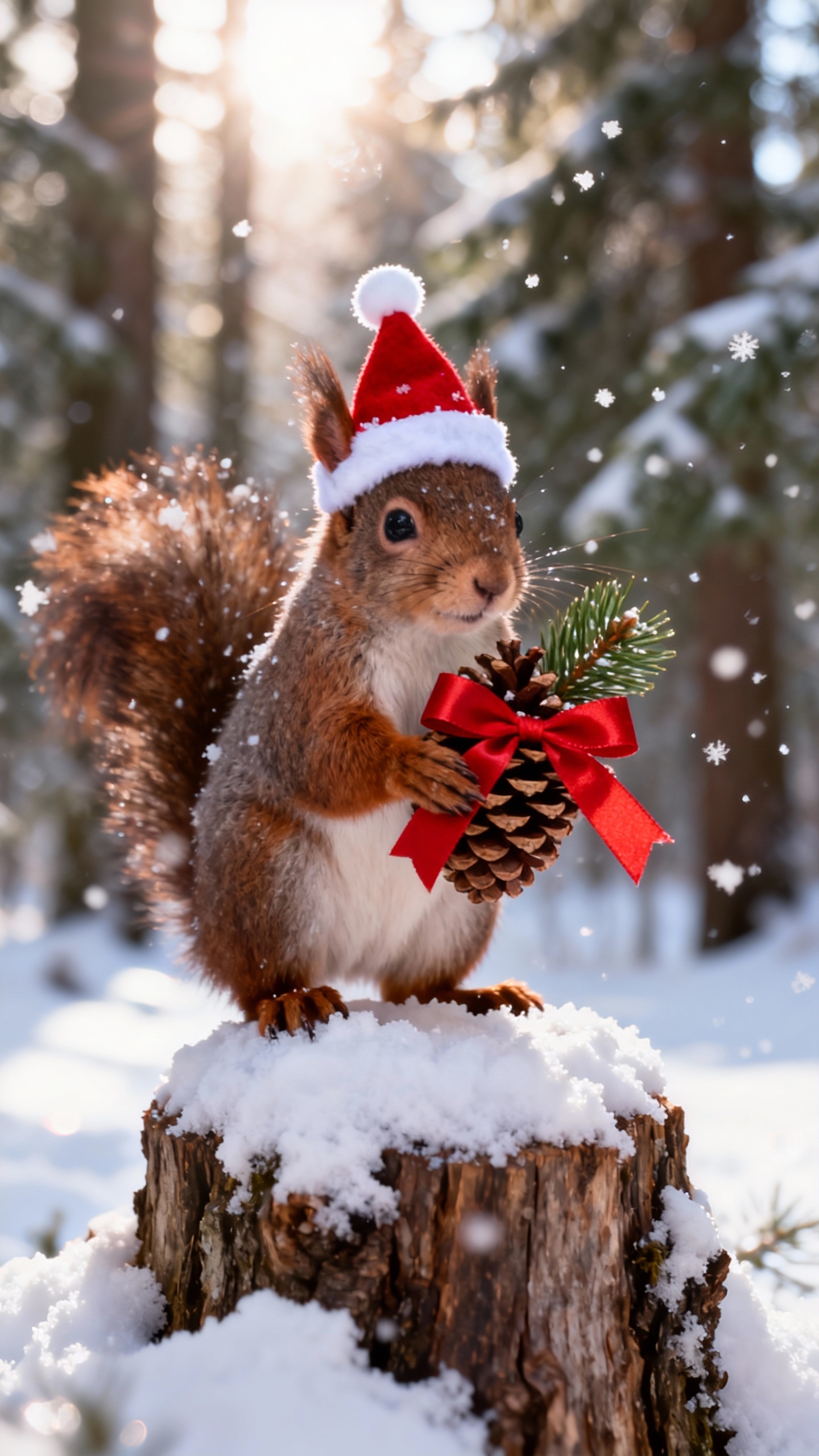 Weihnachts-Eichhörnchen - 4K Handy Wallpaper