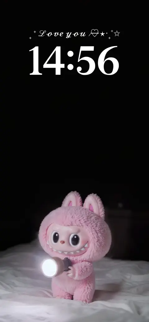 Pink Monster Plushie with Flashlight - 4K Mobile Wallpaper