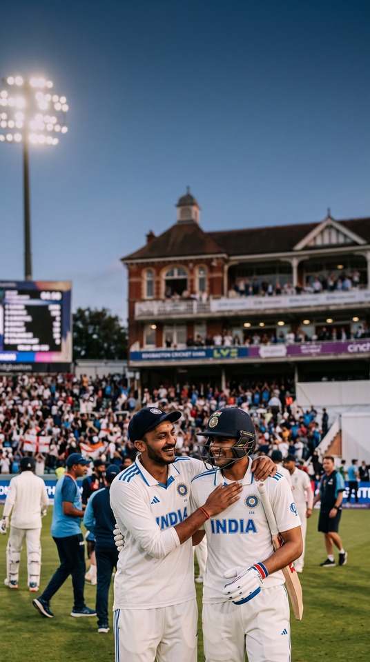 ENG vs IND Cricket Celebration: Shubman Gill & Axar Patel - 4K Wallpaper