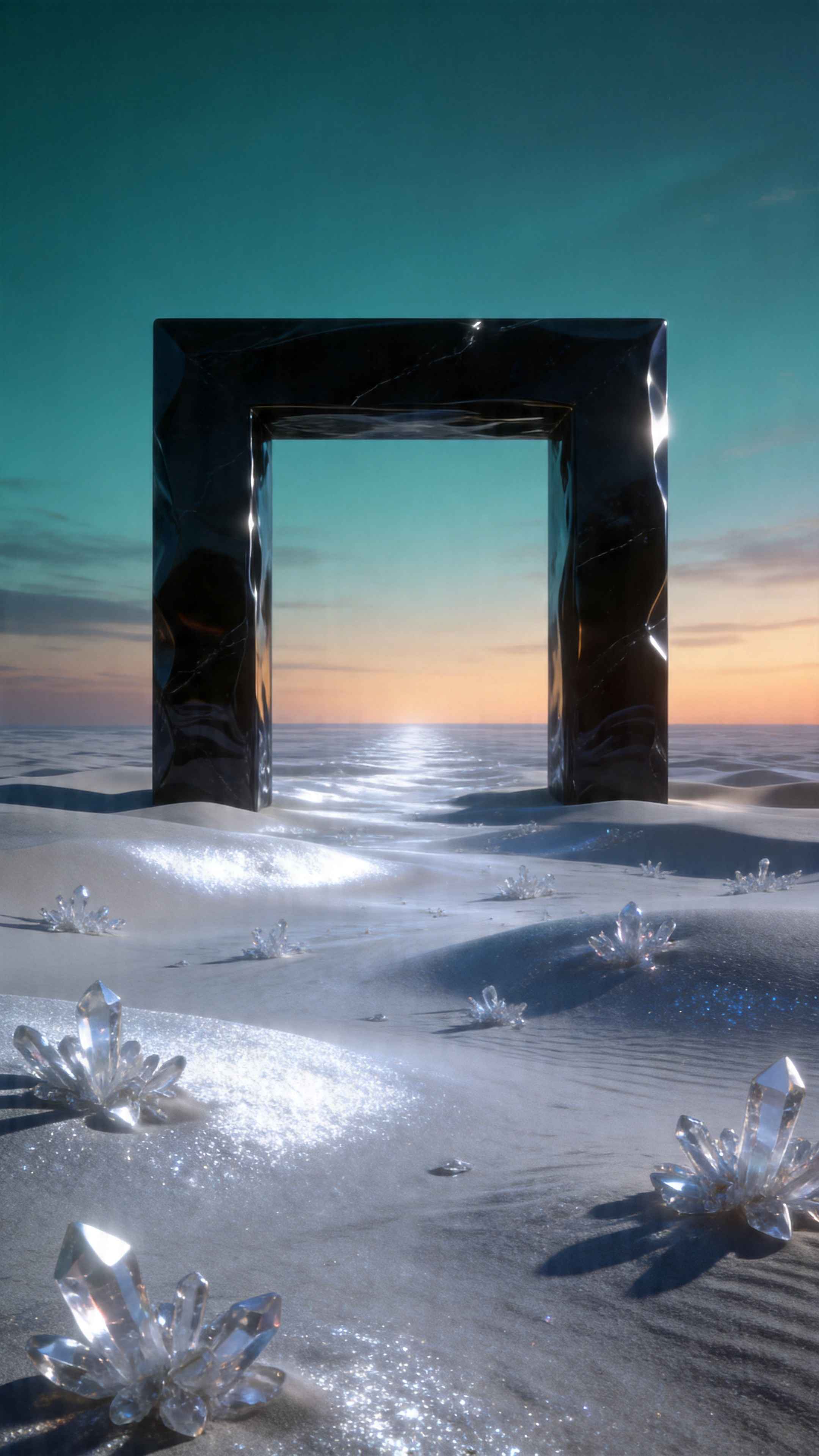 Surreal Portal in Crystal Desert - 4K Wallpapers
