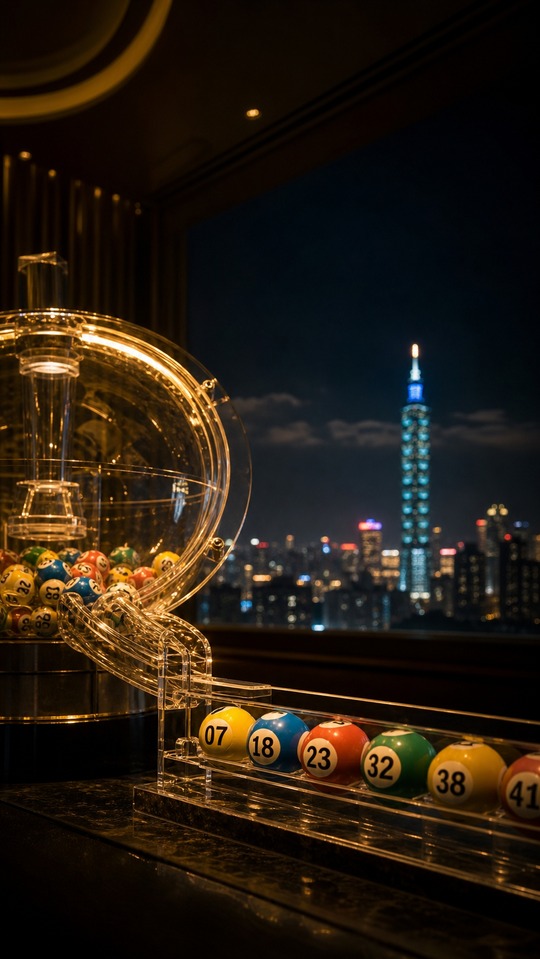 大樂透中獎號碼與璀璨城市夜景 - 4K手機桌布