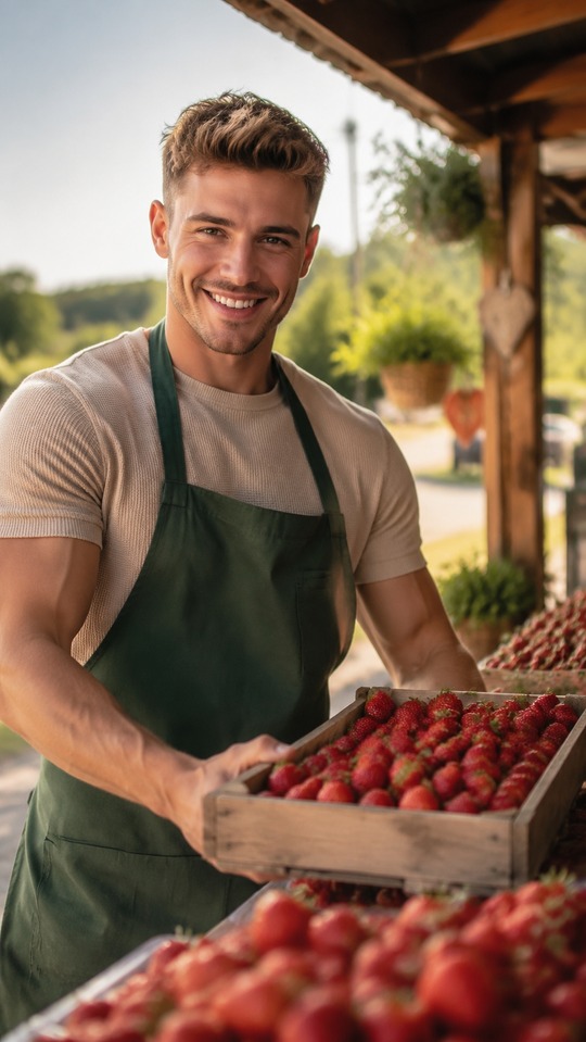Ramon Roselly am Erdbeerstand - 4K Handy Hintergrundbild