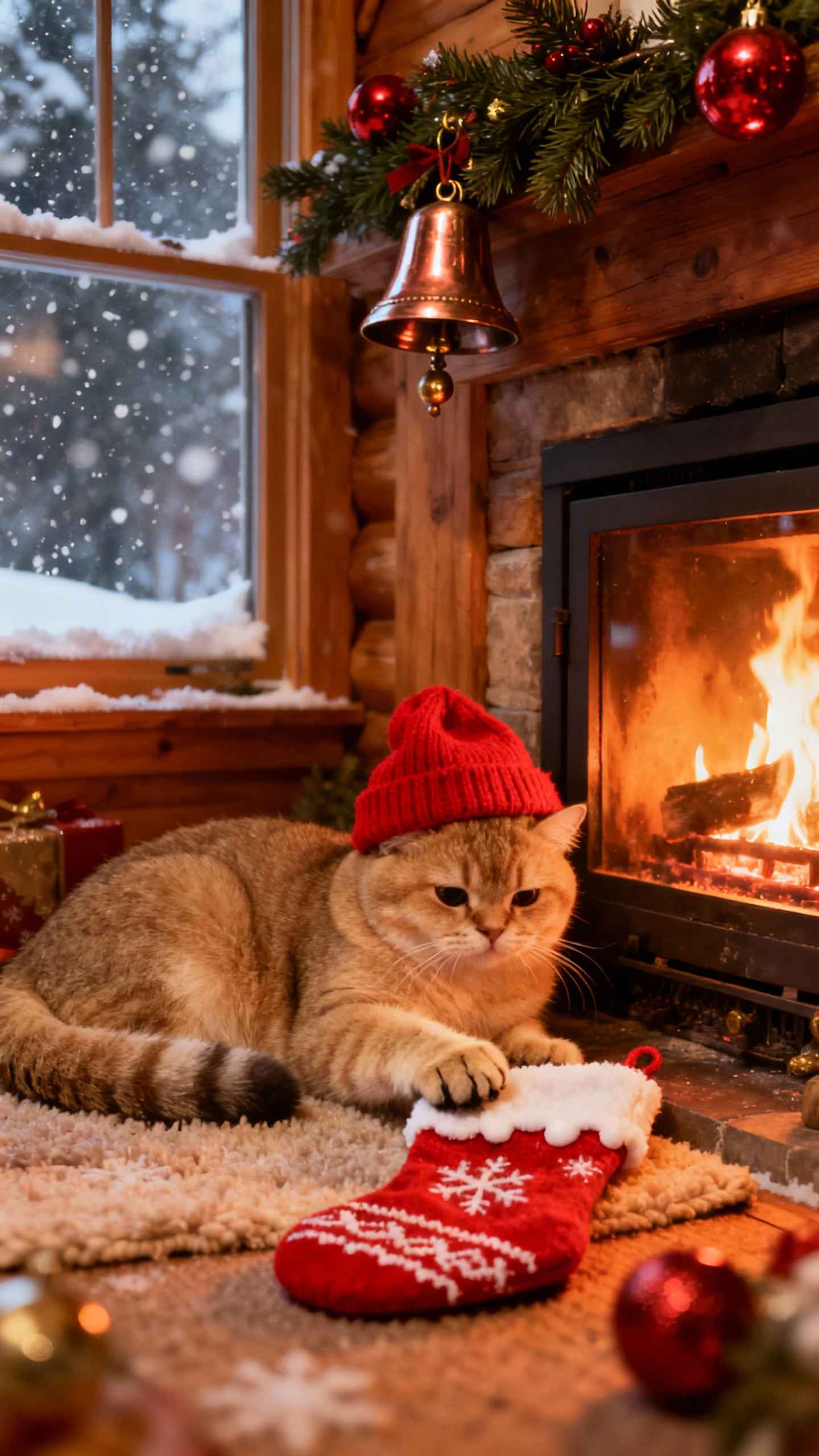 Cozy Christmas Cat - 4K Mobile Backgrounds
