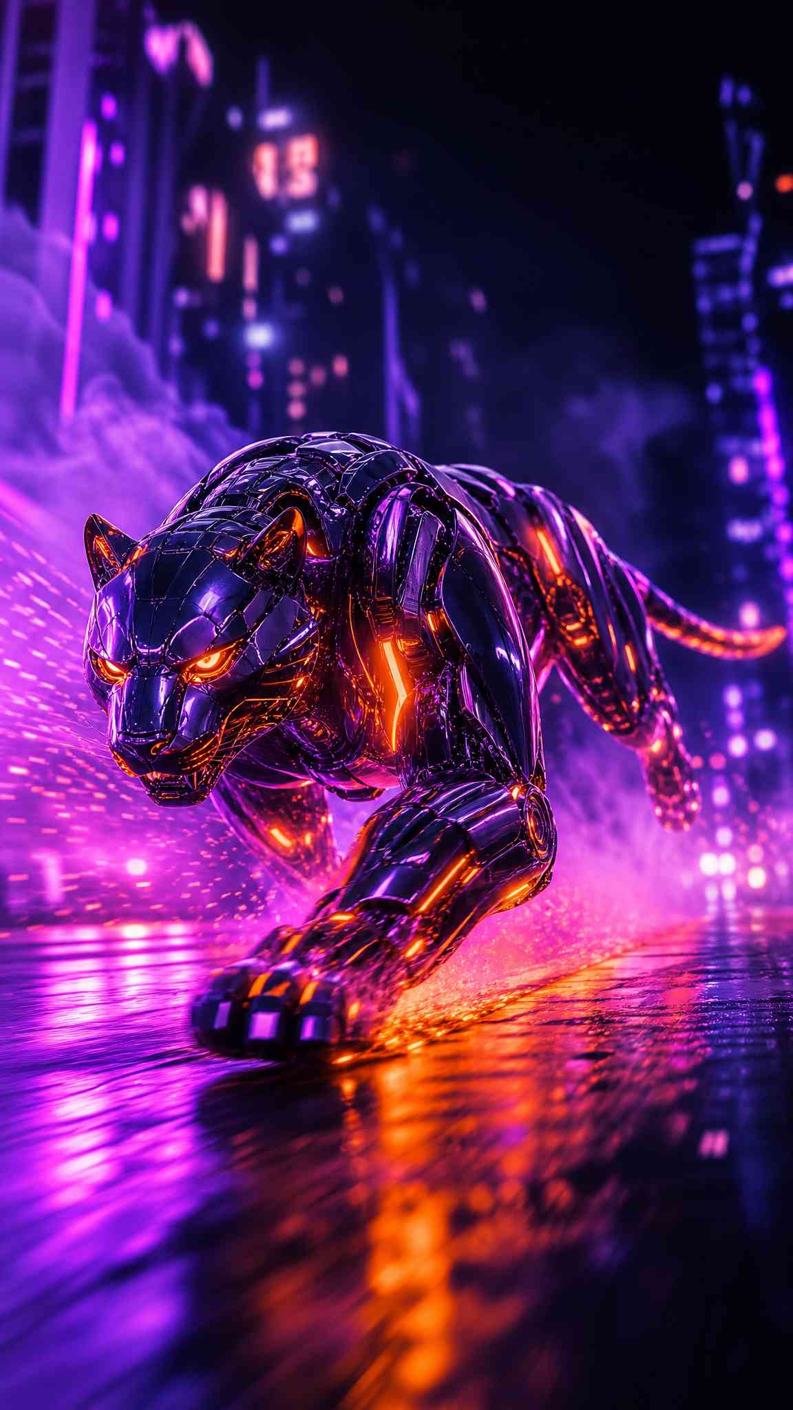 Cybernetic Panther Neon - 4K Wallpaper