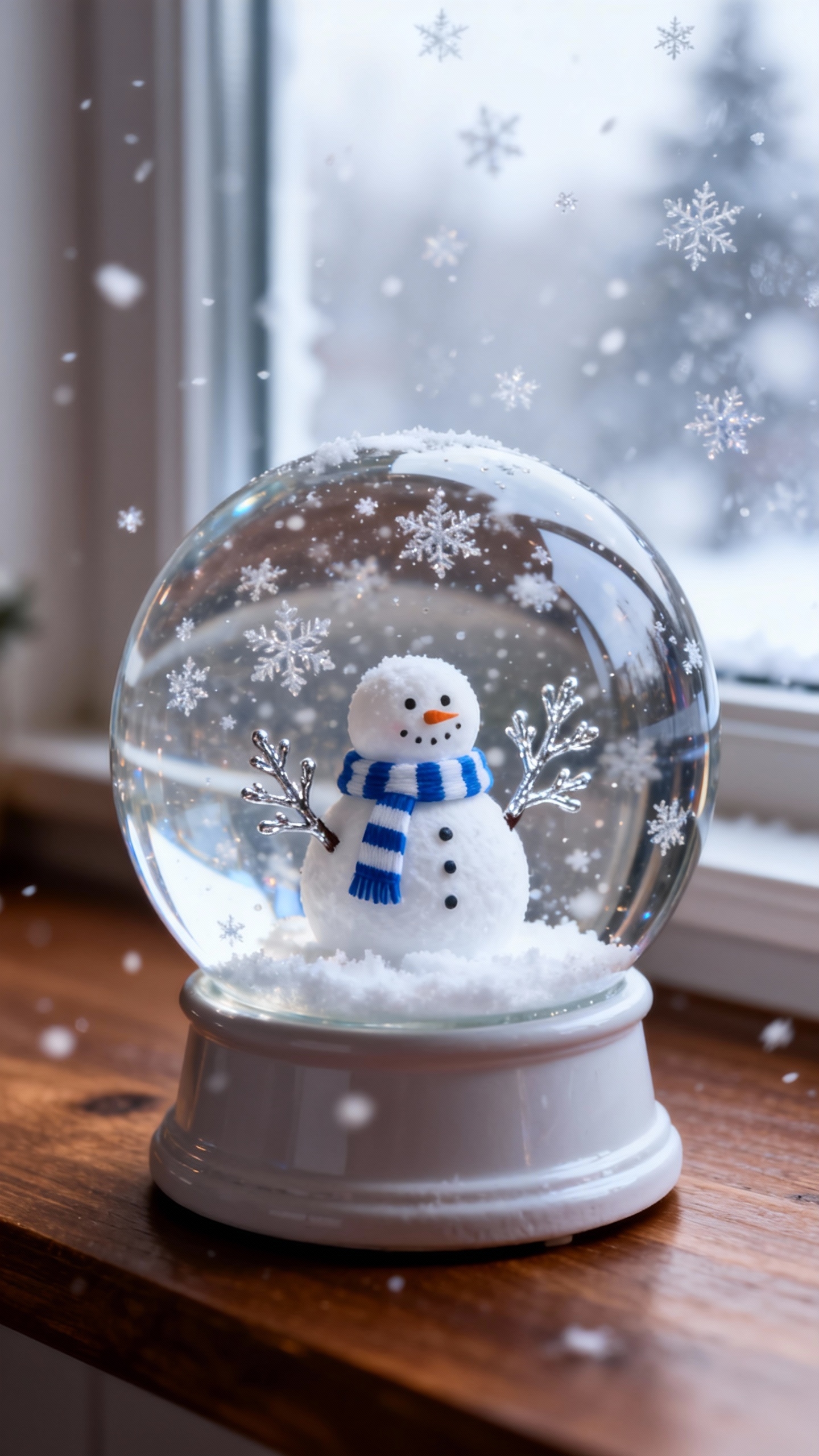 Schneemann Schneekugel - 4K Hintergrundbild