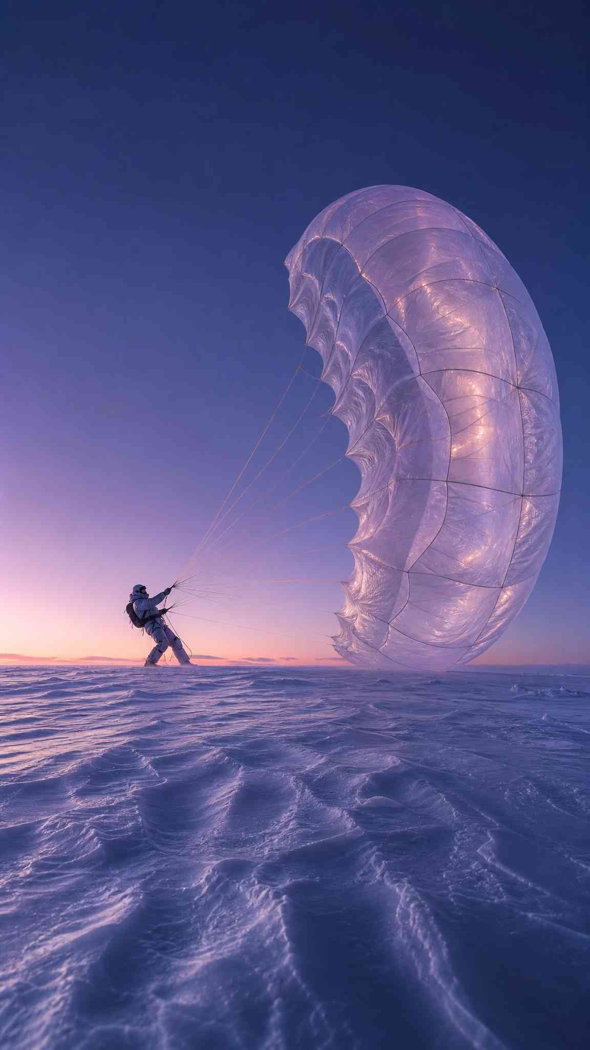 Majestic Arctic Kite Skiing at Sunset 4K Wallpaper