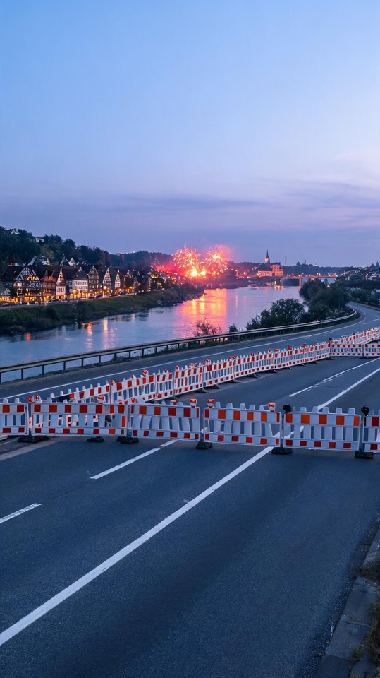 B8 Road Closure and Donau in Flammen - 4K Wallpaper