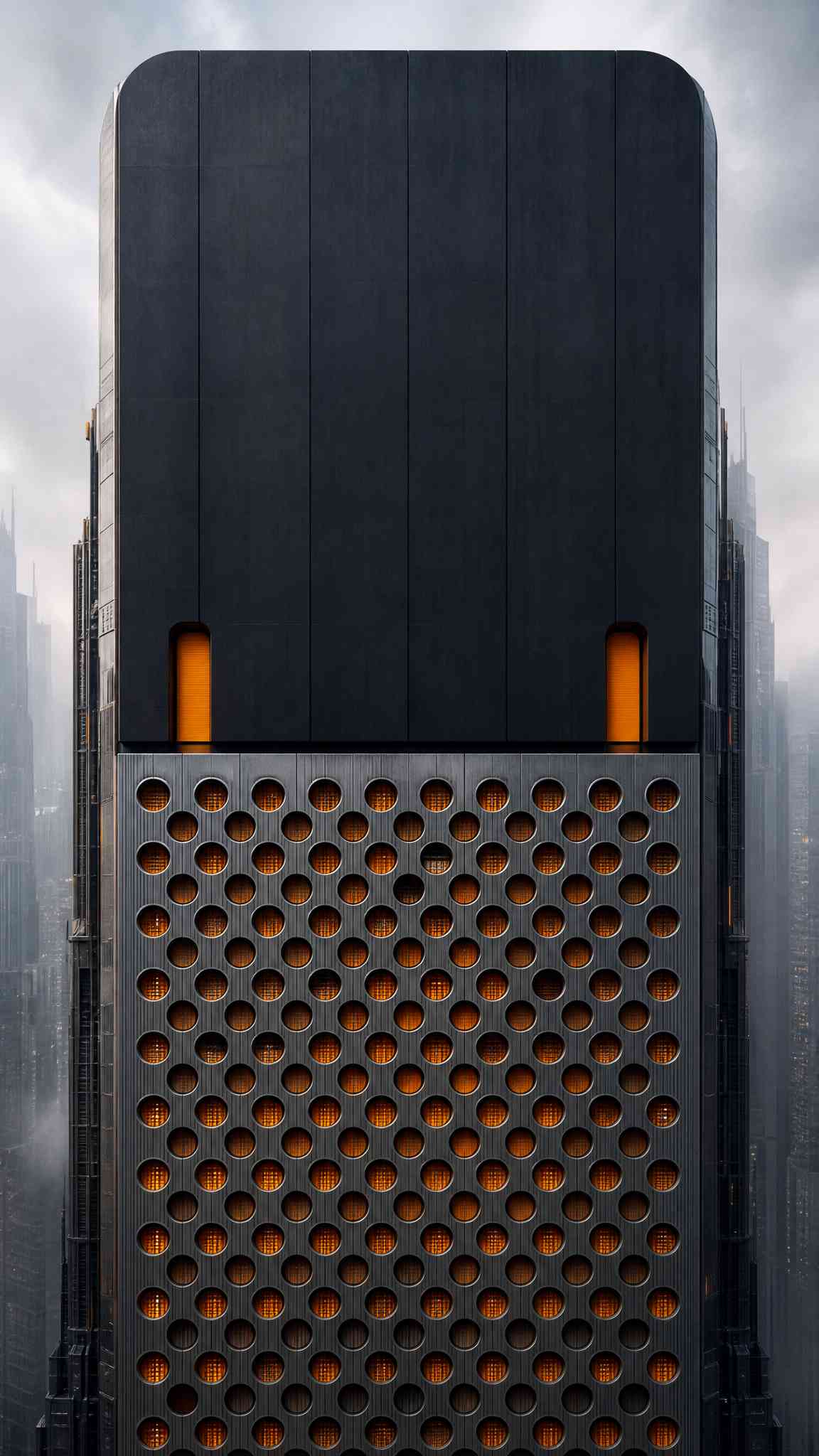 Cyberpunk Industrial Skyscraper - 4K Phone Background