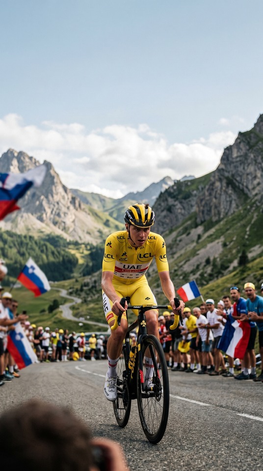 Tadej Pogačar Cyclisme Maillot Jaune - 4K Phone Background
