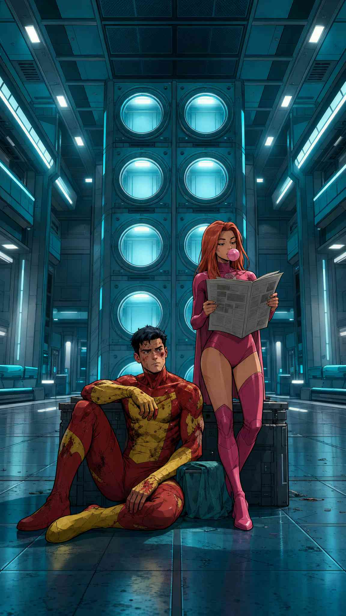 Invincible and Atom Eve Comic Art - 4K Wallpaper