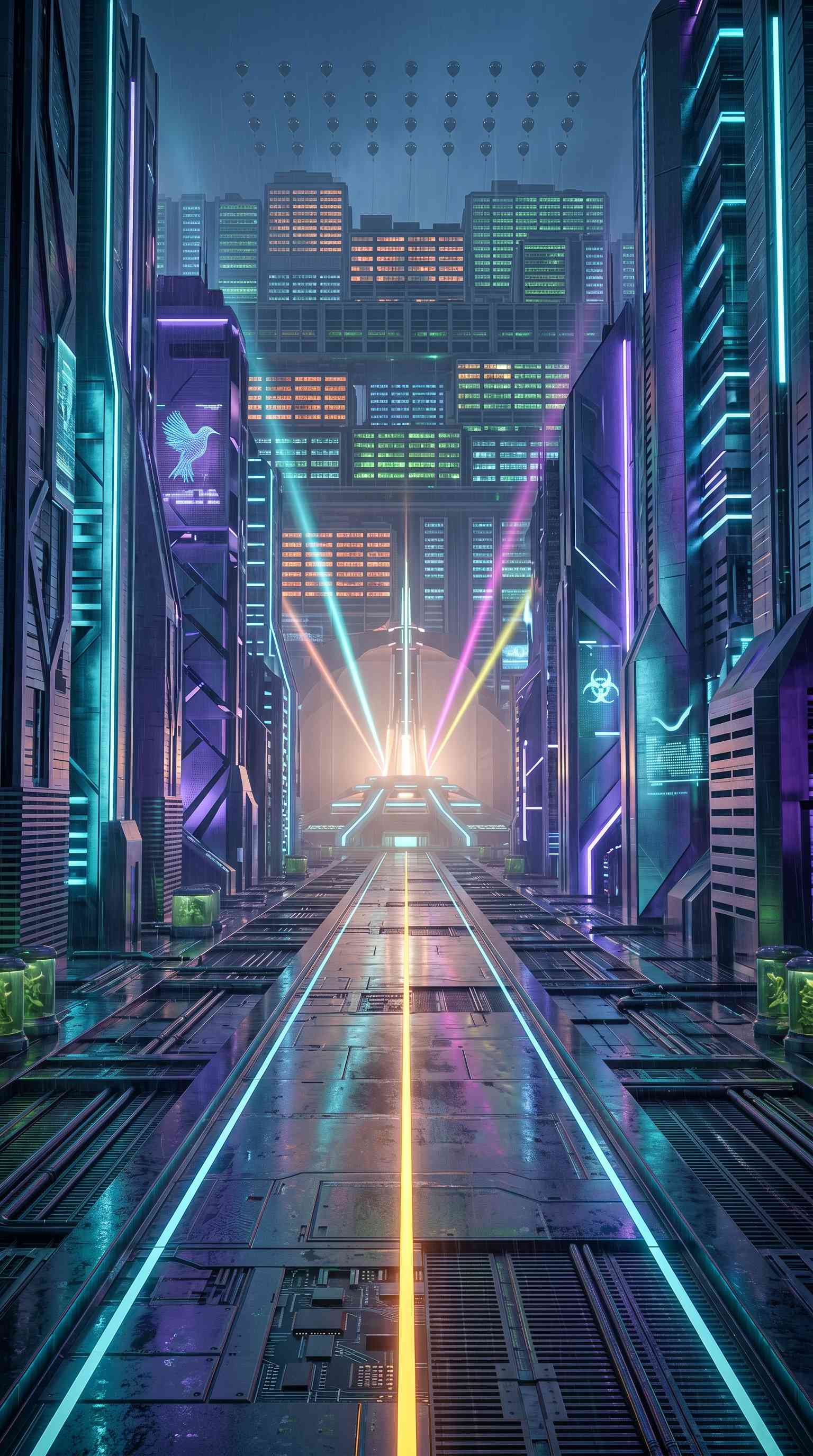 Cyberpunk City Neon Street - 4K Phone Background