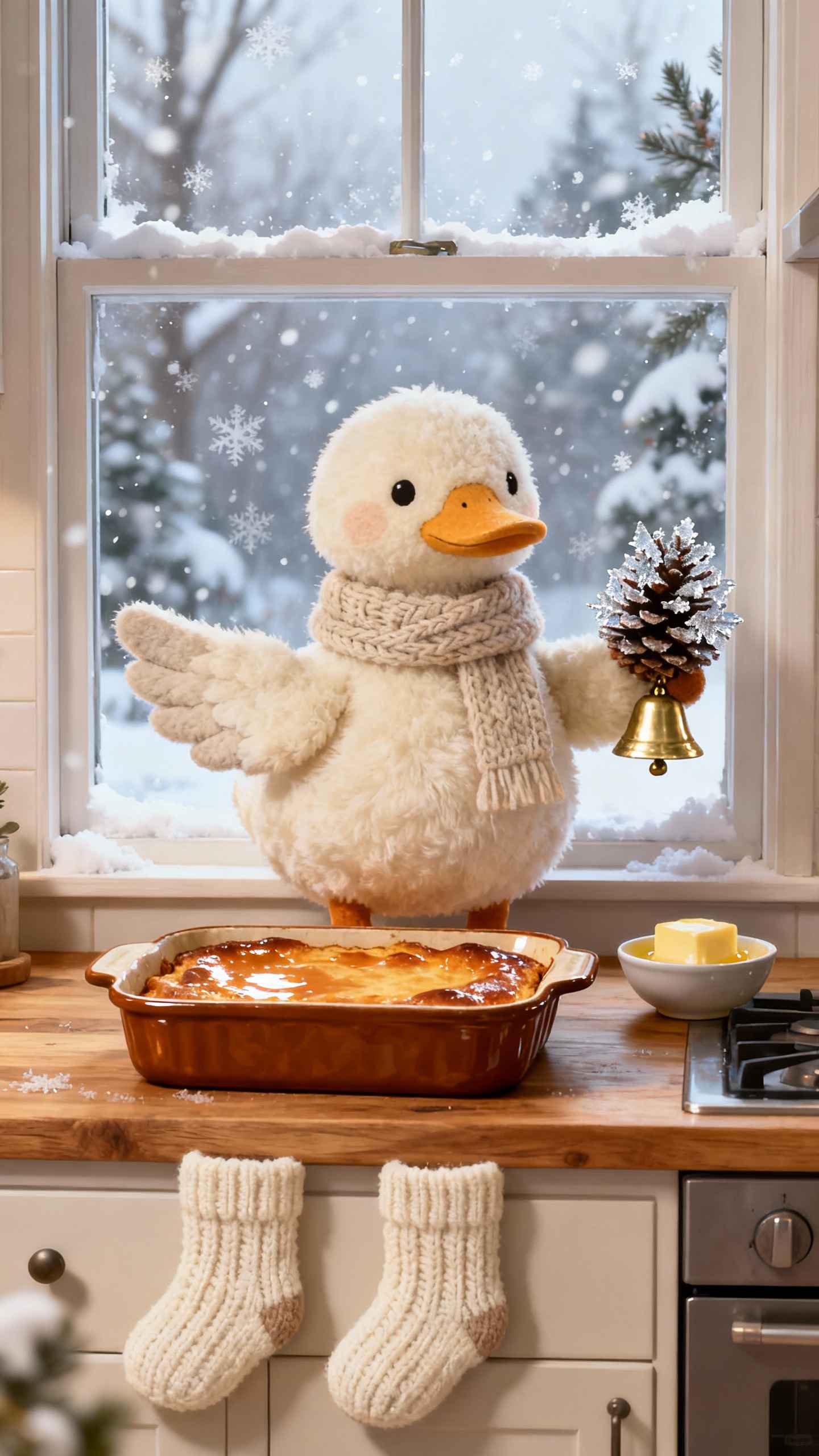 Cozy Winter Duck Plush - 4K Aesthetic Wallpaper